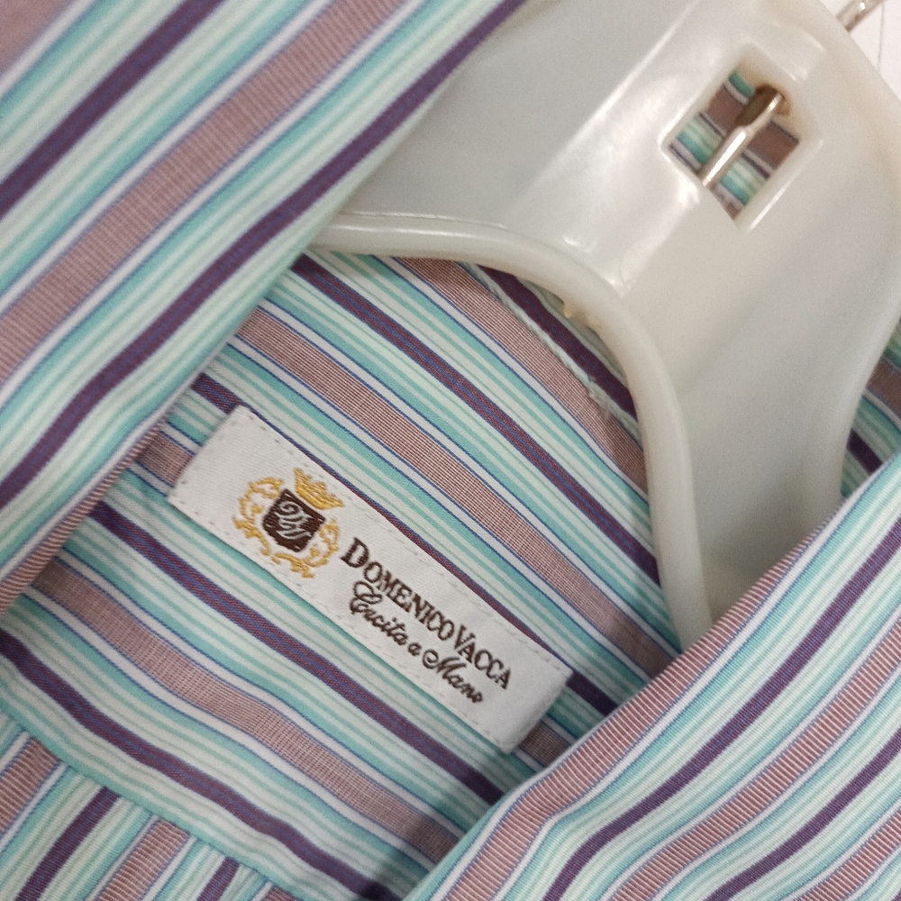 Domenico Vacca luxury Dress striped Shirt Size 15 3/4 40 cotton